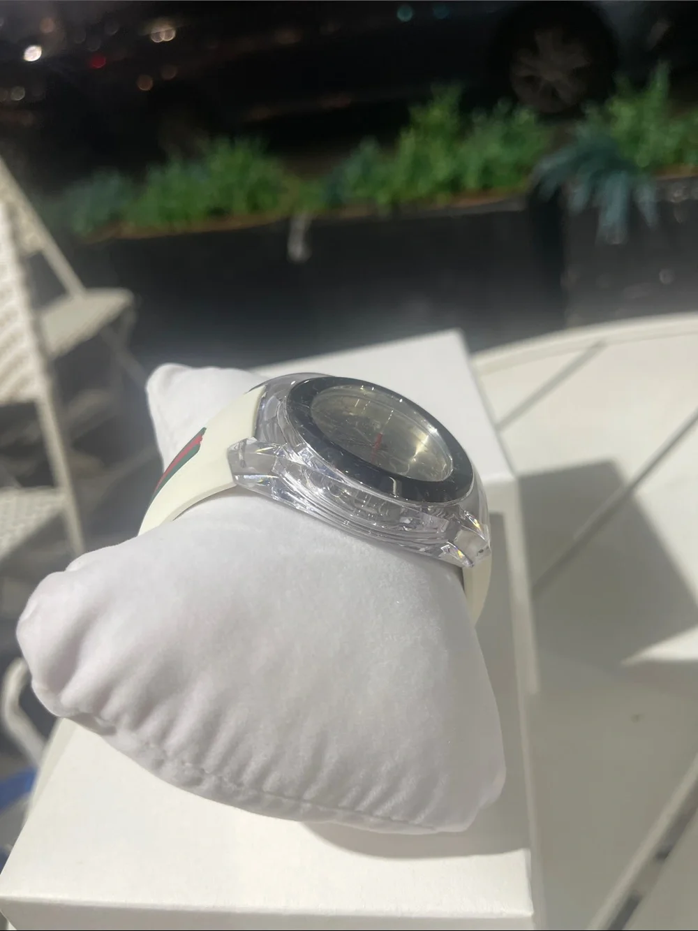 Gucci White and Green Red Accent Men's Watch